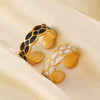 Wholesale Stainless Steel Geometric Drop Oil Opening Ring For Women 18K Gold Plated