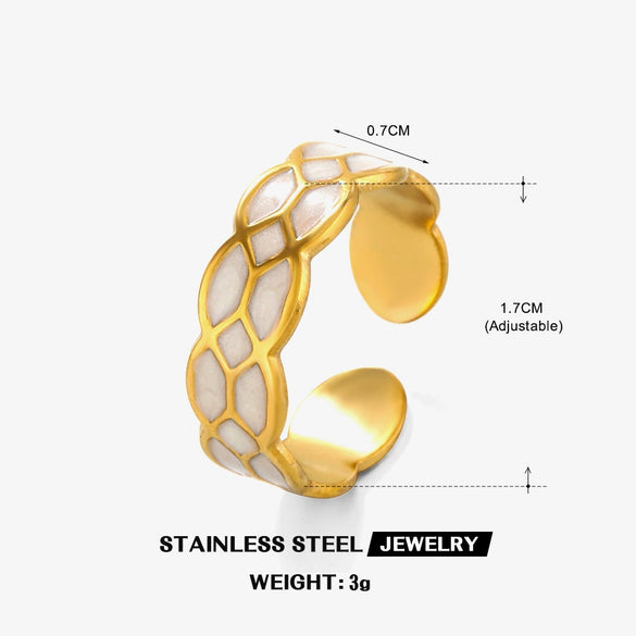 Wholesale Stainless Steel Geometric Drop Oil Opening Ring For Women 18K Gold Plated