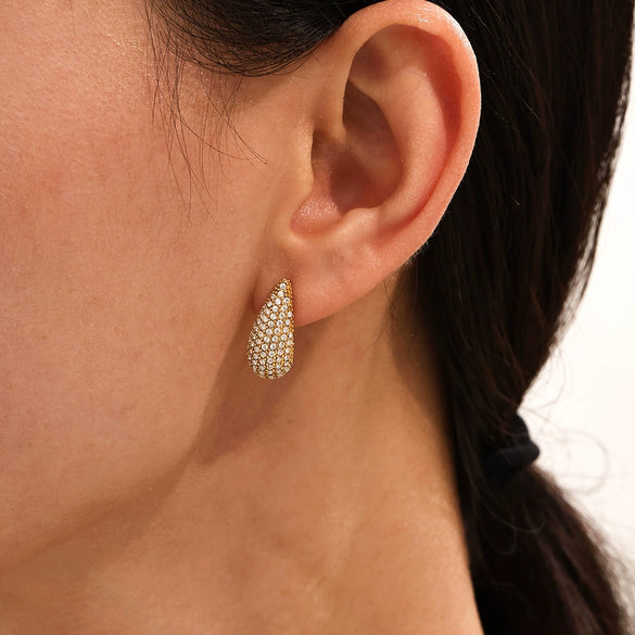 Wholesale 316L Stainless Steel Geometric Drop Shape Electroplated Women's Earrings With Mixed Color Zircon