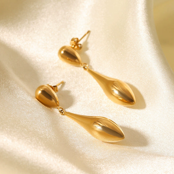 Wholesale Stainless Steel Geometric Drop Shape Electroplated Women's Earrings