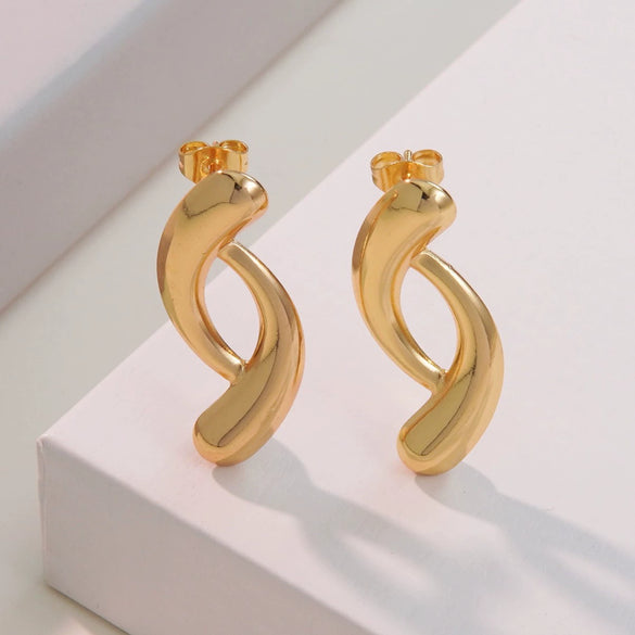 Wholesale Stainless Steel Geometric Drop Shape Line Earrings For Women Electroplated Minimalist Style