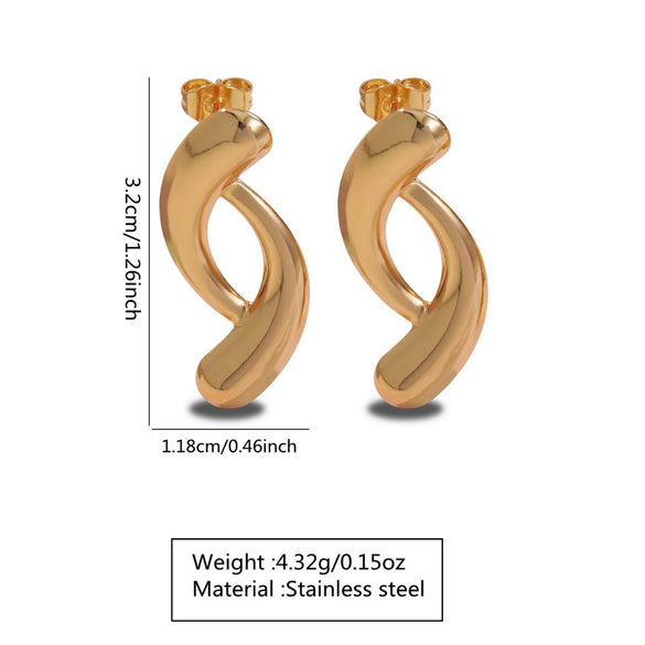 Wholesale Stainless Steel Geometric Drop Shape Line Earrings For Women Electroplated Minimalist Style