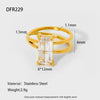 Wholesale Stainless Steel Geometric Drop Shape Zirconia Ring 18K Gold Plated For Women