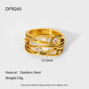 Wholesale Stainless Steel Geometric Drop Shape Zirconia Ring 18K Gold Plated For Women