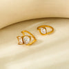 Wholesale Stainless Steel Geometric Drop Shape Zirconia Ring 18K Gold Plated For Women