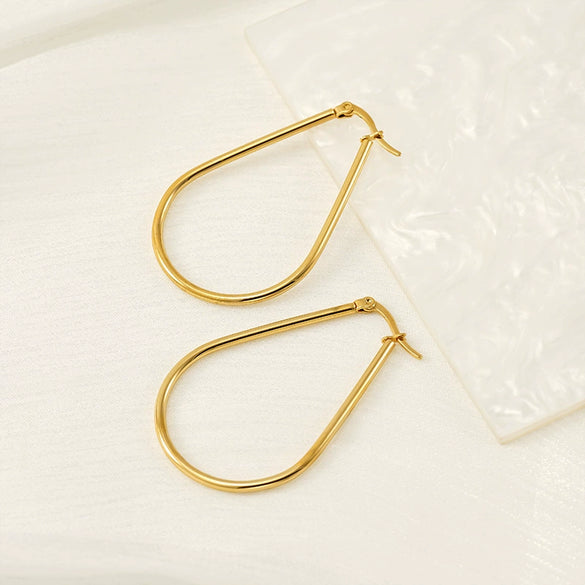 Wholesale 316L Stainless Steel Geometric Drop Shaped Women's Earrings With Electroplating