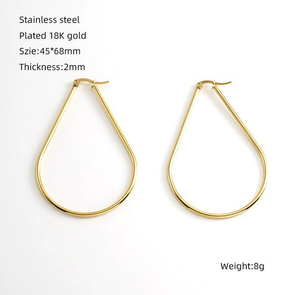 Wholesale 316L Stainless Steel Geometric Drop Shaped Women's Earrings With Electroplating