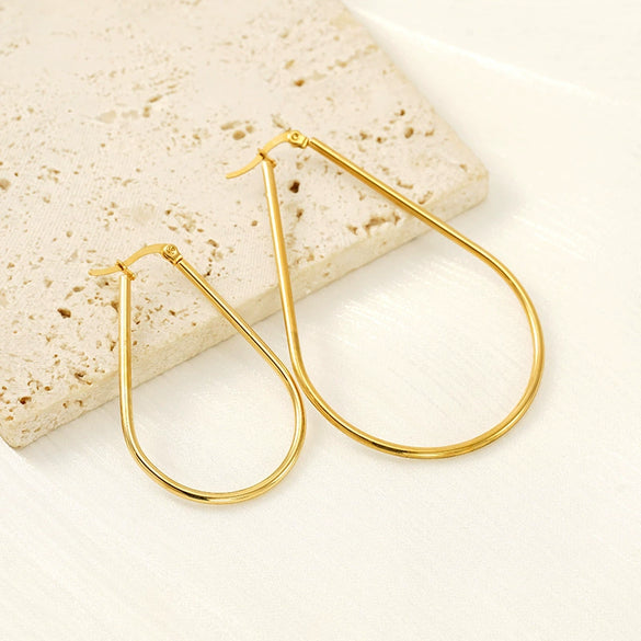 Wholesale 316L Stainless Steel Geometric Drop Shaped Women's Earrings With Electroplating