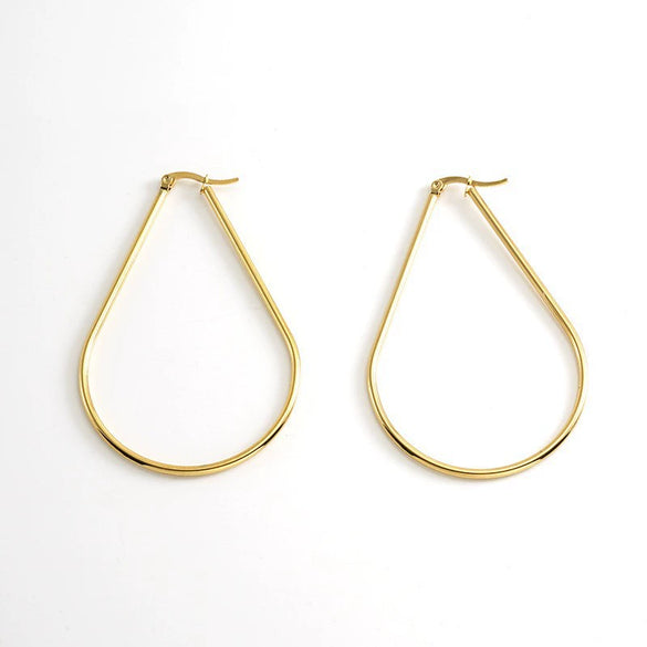 Wholesale 316L Stainless Steel Geometric Drop Shaped Women's Earrings With Electroplating