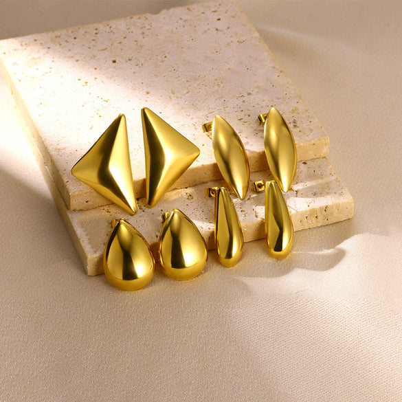 Wholesale Stainless Steel Geometric Drop Triangle Earrings Retro Simple Fashion Electroplated For Women
