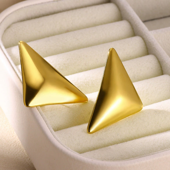 Wholesale Stainless Steel Geometric Drop Triangle Earrings Retro Simple Fashion Electroplated For Women
