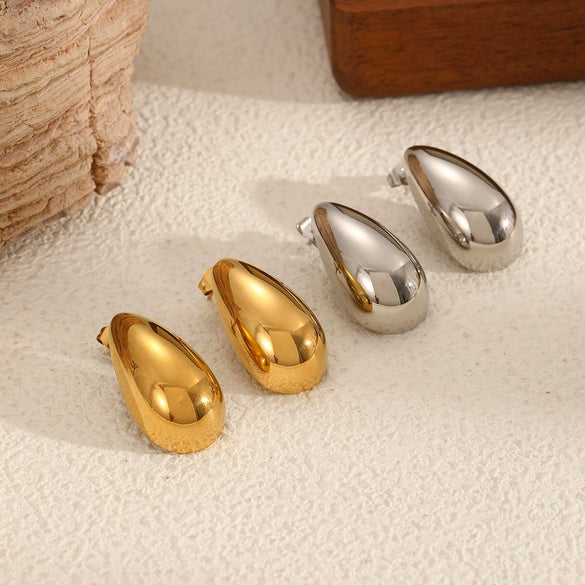 Wholesale Stainless Steel Geometric Dropshaped Electroplated Earrings For Women