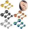 Wholesale Stainless Steel Geometric Dumbbell Double Ball Electroplated Earrings For Men And Women
