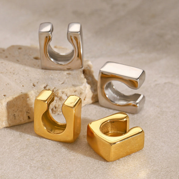 Wholesale Stainless Steel Geometric Ear Clip Earrings Electroplated Minimalist Jewelry For Women