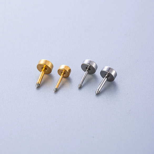 Wholesale Stainless Steel Geometric Ear Nails Screw Rod With Ball Round Pie Ear Plug Spiral Ear Needle Accessories