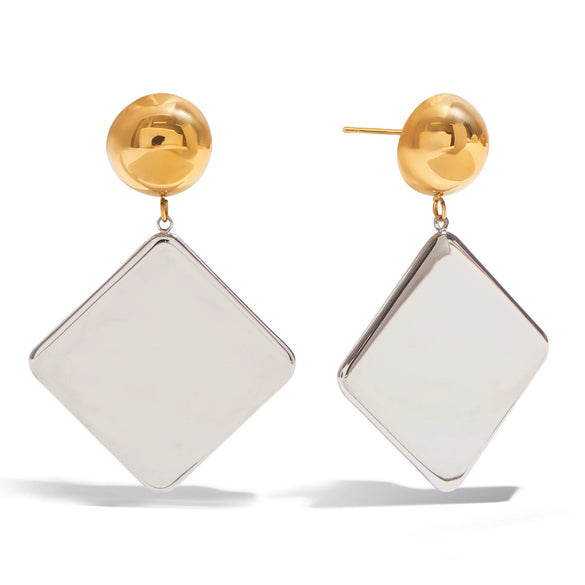 Wholesale Stainless Steel Geometric Earrings Electroplated Light Luxury Design For Women