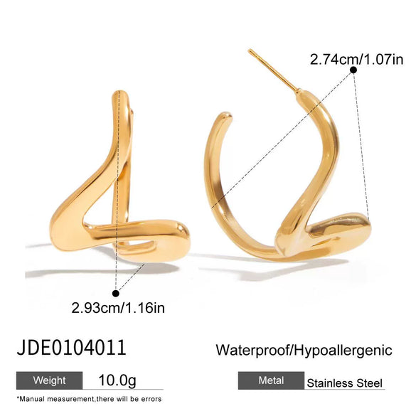 Wholesale Stainless Steel Geometric Earrings For Women Light Luxury Niche Design Electroplated Ear Studs Without Fading