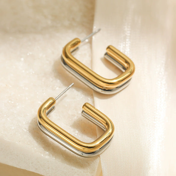 Wholesale Stainless Steel Geometric Earrings For Women With Electroplating Design