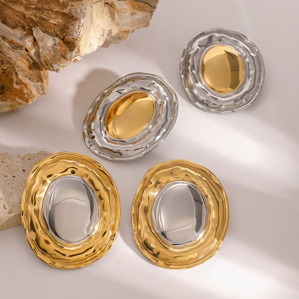Wholesale Stainless Steel Geometric Earrings With Electroplating And Original Design