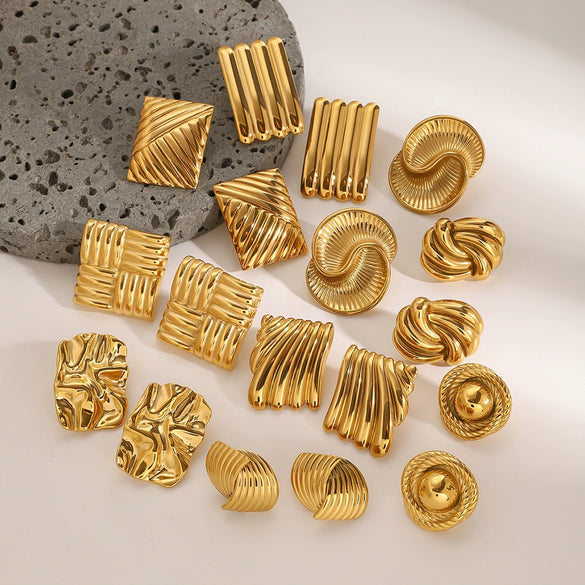 Wholesale Stainless Steel Geometric Earrings With Electroplating For Women