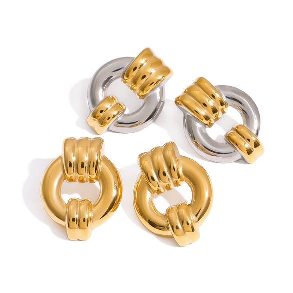 Wholesale Stainless Steel Geometric Earrings With Electroplating Light Luxury And Design Sense For Women