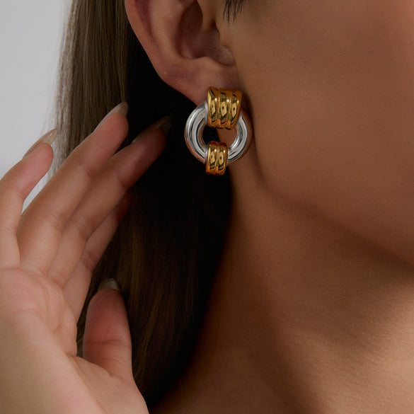 Wholesale Stainless Steel Geometric Earrings With Electroplating Light Luxury And Design Sense For Women