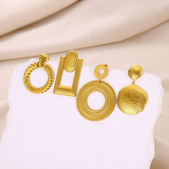 Wholesale Stainless Steel Geometric Earrings With Electroplating Styling With Letters Numbers And Text