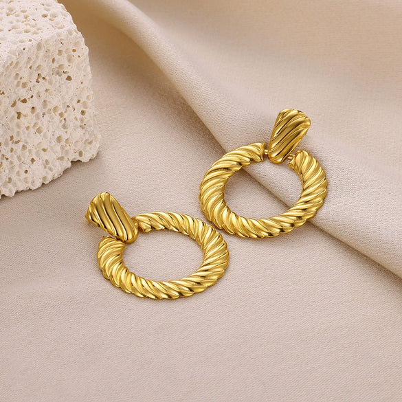 Wholesale Stainless Steel Geometric Earrings With Electroplating Styling With Letters Numbers And Text