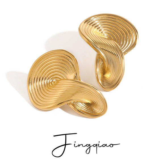 Wholesale Stainless Steel Geometric Earrings With Electroplating Treatment For Women
