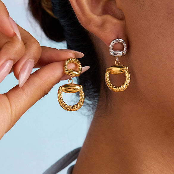 Wholesale Stainless Steel Geometric Earrings With Electroplating