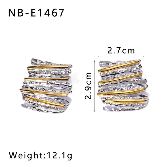 Wholesale Stainless Steel Geometric Earrings With Gold And Steel Color Matching 18K Gold Plated By Vacuum Plating In Furnace For Women