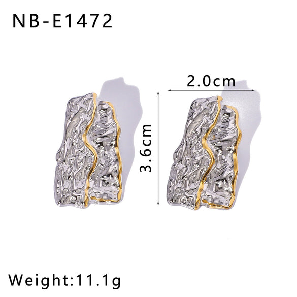 Wholesale Stainless Steel Geometric Earrings With Gold And Steel Color Matching 18K Gold Plated By Vacuum Plating In Furnace For Women