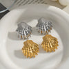Wholesale Stainless Steel Geometric Earrings With Marine Style Minimalist Design And Pvd Vacuum Real Gold Electroplating For Women