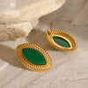 Wholesale Stainless Steel Geometric Earrings With Natural Stone Emerald Electroplating For Women