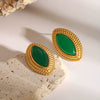 Wholesale Stainless Steel Geometric Earrings With Natural Stone Emerald Electroplating For Women