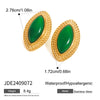 Wholesale Stainless Steel Geometric Earrings With Natural Stone Emerald Electroplating For Women