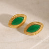 Wholesale Stainless Steel Geometric Earrings With Natural Stone Emerald Electroplating For Women