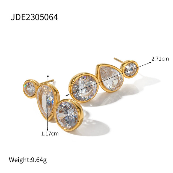 Wholesale Stainless Steel Geometric Earrings With Zircon Electroplated Ear Jewelry For Women