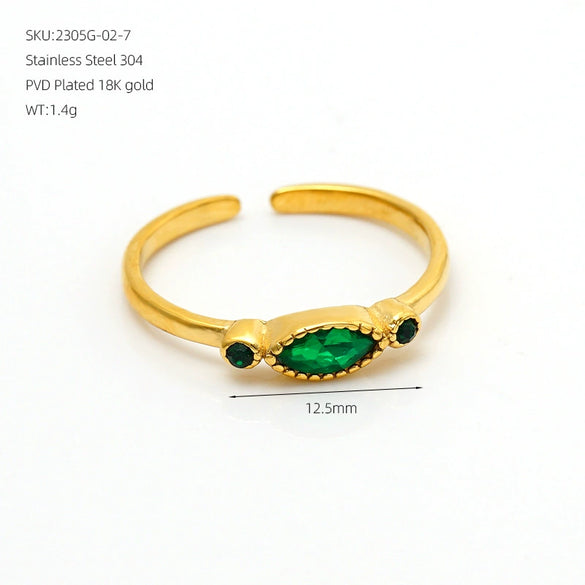 Wholesale Stainless Steel Geometric Electroplated Adjustable Ring For Women Retro Light Luxury Style