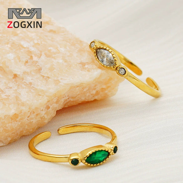 Wholesale Stainless Steel Geometric Electroplated Adjustable Ring For Women Retro Light Luxury Style