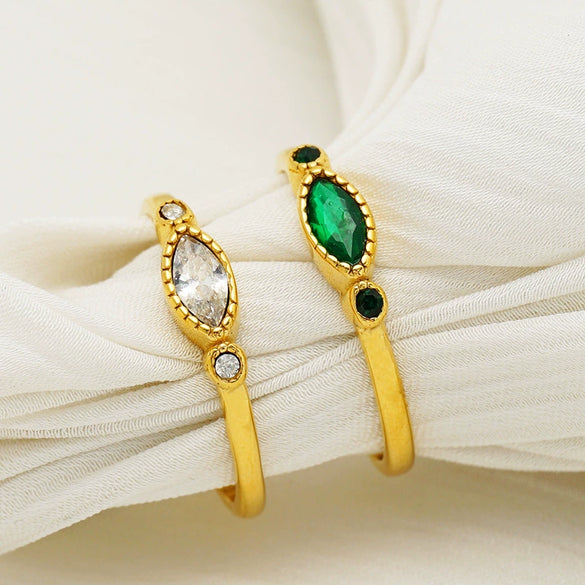 Wholesale Stainless Steel Geometric Electroplated Adjustable Ring For Women Retro Light Luxury Style