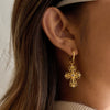 Wholesale Stainless Steel Geometric Electroplated Cross Earrings For Women