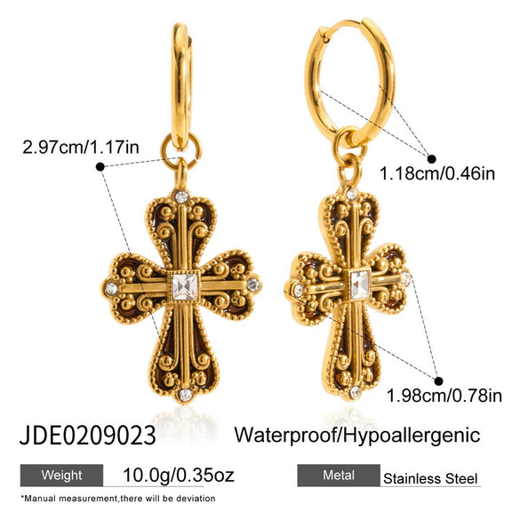 Wholesale Stainless Steel Geometric Electroplated Cross Earrings For Women