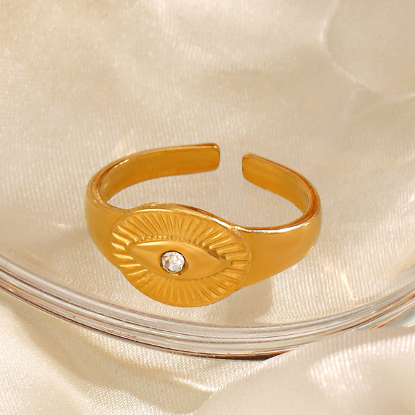 Wholesale Stainless Steel Geometric Electroplated Devil's Eye Ring For Women