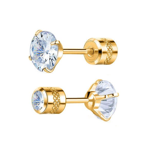 Wholesale Stainless Steel Geometric Electroplated Diamondencrusted Screwbuckle Earrings For Women