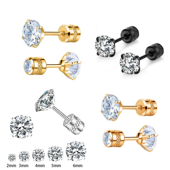 Wholesale Stainless Steel Geometric Electroplated Diamondencrusted Screwbuckle Earrings For Women