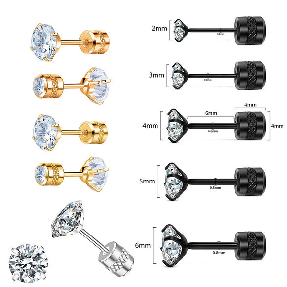 Wholesale Stainless Steel Geometric Electroplated Diamondencrusted Screwbuckle Earrings For Women
