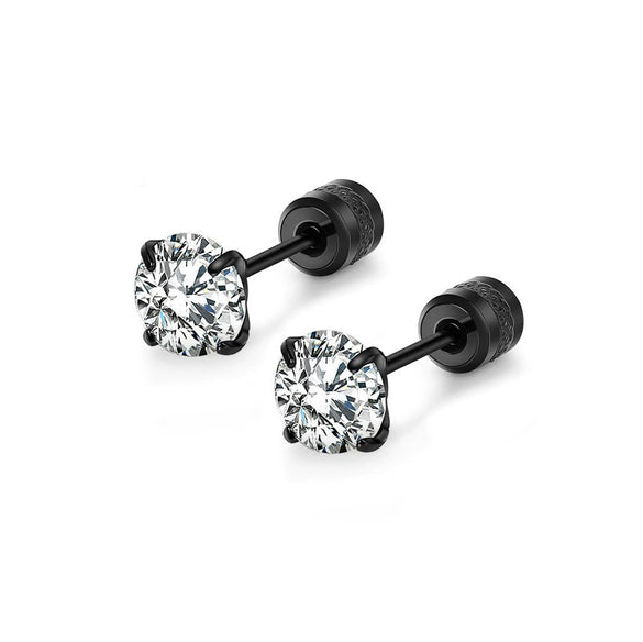 Wholesale Stainless Steel Geometric Electroplated Diamondencrusted Screwbuckle Earrings For Women