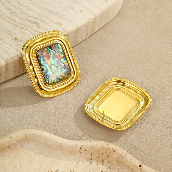 Wholesale Stainless Steel Geometric Electroplated Exaggerated Midcentury Retro Style Women's Earrings