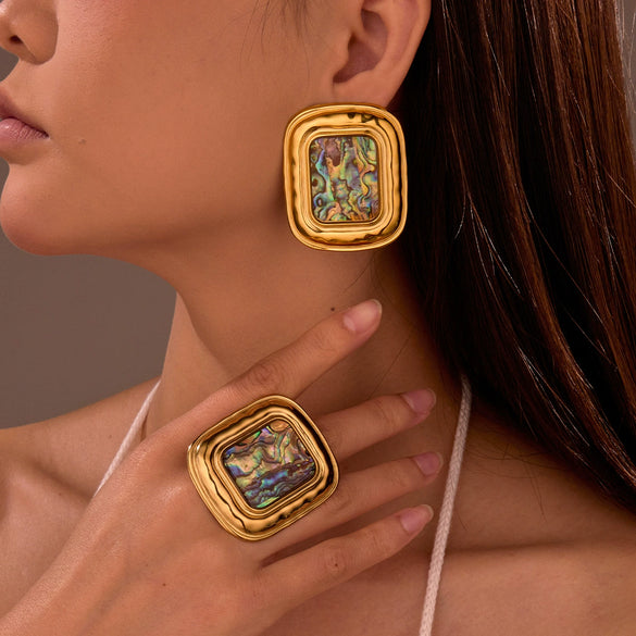 Wholesale Stainless Steel Geometric Electroplated Exaggerated Midcentury Retro Style Women's Earrings